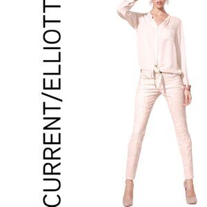 Current/Elliot High Waist Stiletto Dusty Peach Leopard Print Jeans